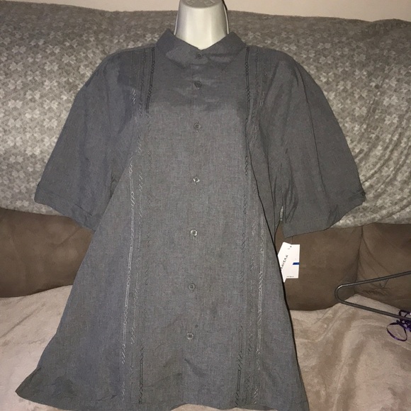 Cubavera XL grey button down shirt New - Picture 2 of 6